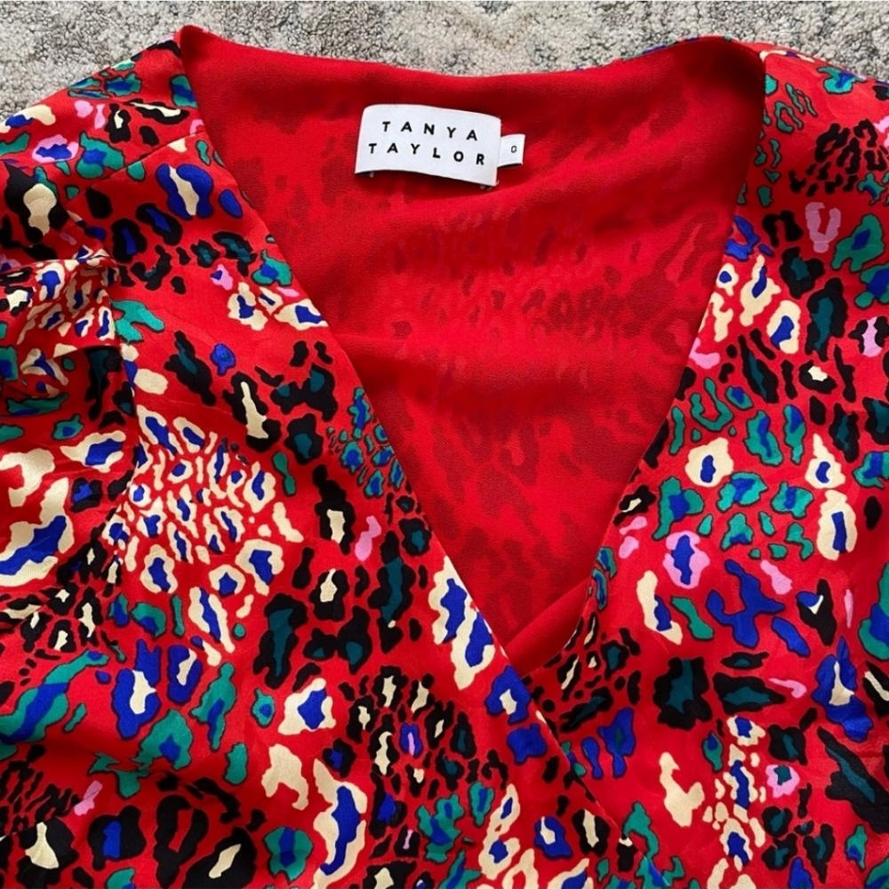 Tanya Taylor Multicolor Animal Print Wrap Blouse - Picture 5 of 6